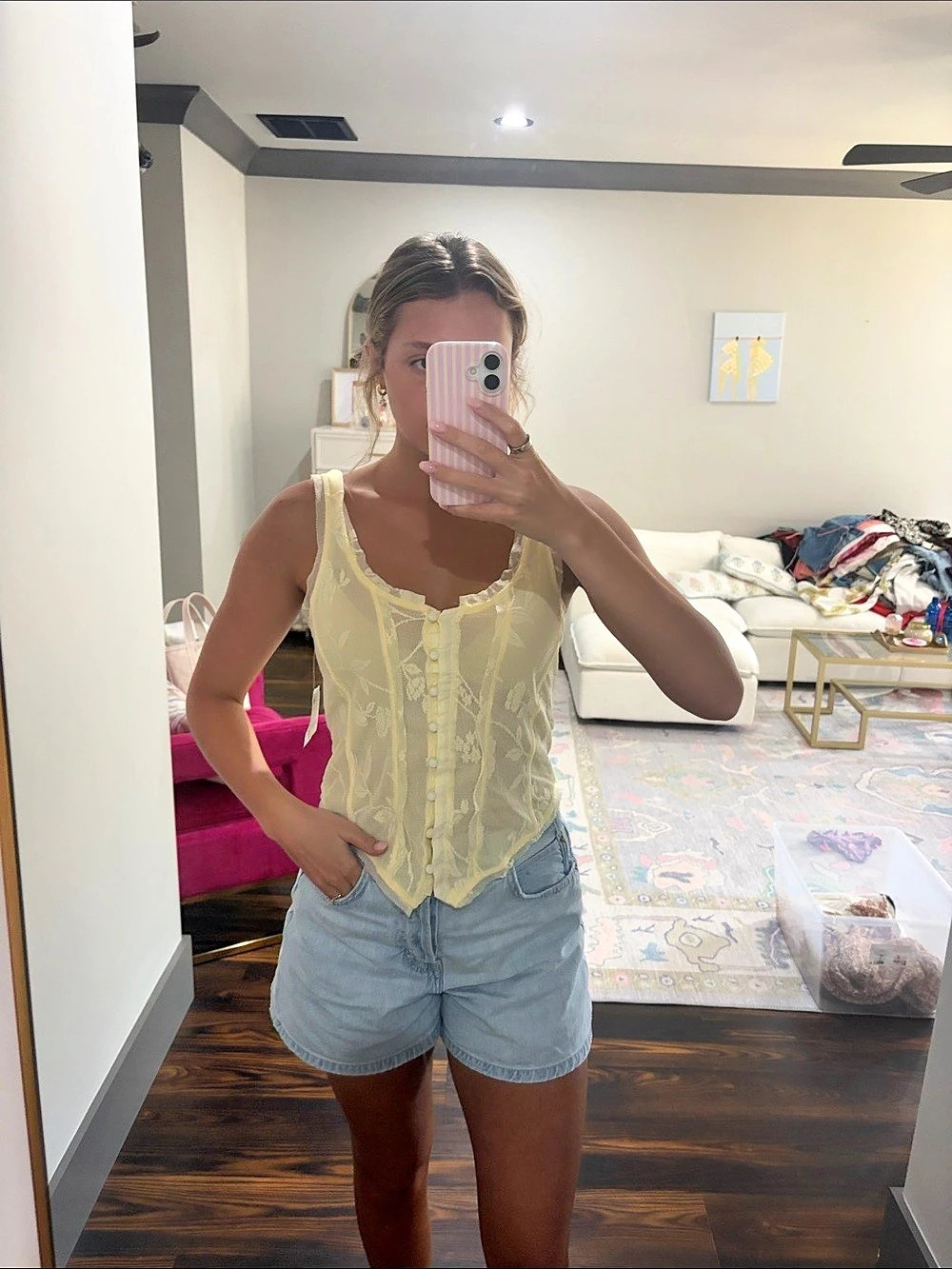 Free People Butter Yellow Corset Lace Corset Top in Yellow Size Small NWT